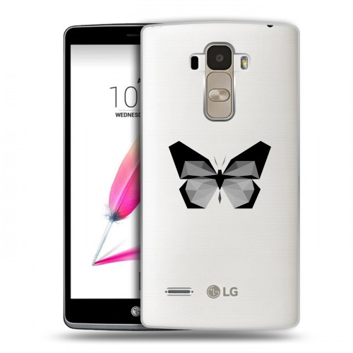 Полупрозрачный дизайнерский пластиковый чехол для LG G4 Stylus прозрачные Бабочки 