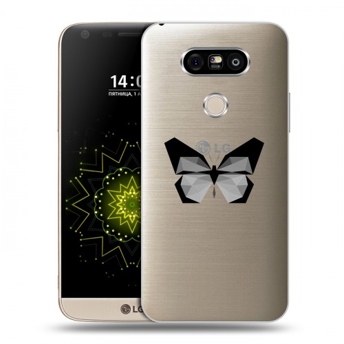 Полупрозрачный дизайнерский пластиковый чехол для LG G5 прозрачные Бабочки 
