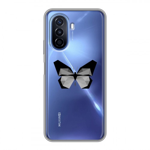 Полупрозрачный дизайнерский пластиковый чехол для Huawei Nova Y70 прозрачные Бабочки 