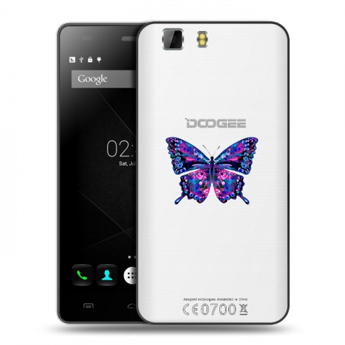 Полупрозрачный дизайнерский пластиковый чехол для Doogee X5 прозрачные Бабочки 