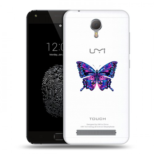 Полупрозрачный дизайнерский пластиковый чехол для Umi Touch прозрачные Бабочки 