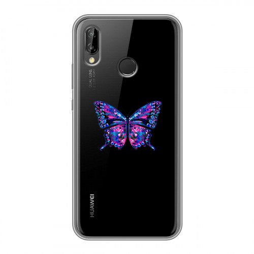 Полупрозрачный дизайнерский силиконовый чехол для Huawei P20 Lite прозрачные Бабочки 