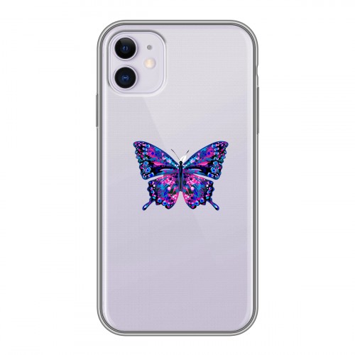 Полупрозрачный дизайнерский силиконовый чехол для Iphone 11 прозрачные Бабочки 