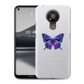 Полупрозрачный дизайнерский пластиковый чехол для Nokia 3.4 прозрачные Бабочки 