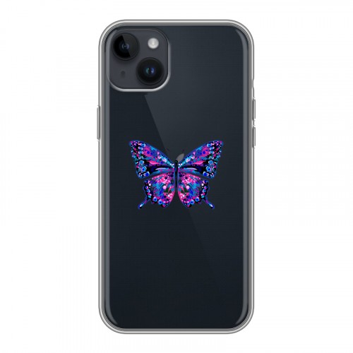 Полупрозрачный дизайнерский пластиковый чехол для Iphone 14 Plus прозрачные Бабочки 