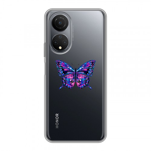 Полупрозрачный дизайнерский силиконовый с усиленными углами чехол для Huawei Honor X7 прозрачные Бабочки 