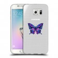 Полупрозрачный дизайнерский пластиковый чехол для Samsung Galaxy S6 Edge прозрачные Бабочки 