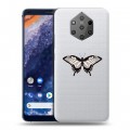 Полупрозрачный дизайнерский силиконовый чехол для Nokia 9 PureView прозрачные Бабочки 
