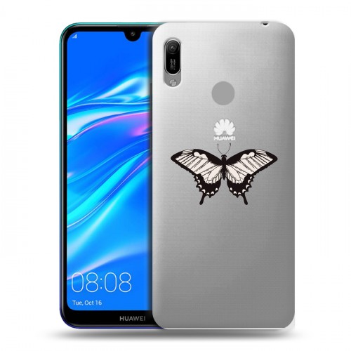 Полупрозрачный дизайнерский пластиковый чехол для Huawei Y6 (2019) прозрачные Бабочки 