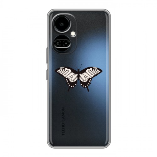 Полупрозрачный дизайнерский силиконовый чехол для Tecno Camon 19 прозрачные Бабочки 