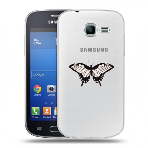 Полупрозрачный дизайнерский пластиковый чехол для Samsung Galaxy Trend Lite прозрачные Бабочки 