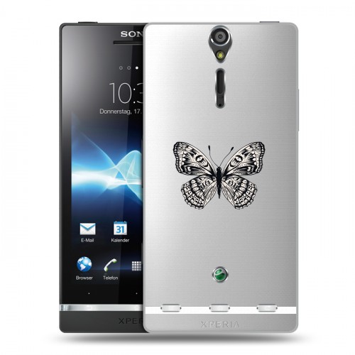 Полупрозрачный дизайнерский пластиковый чехол для Sony Xperia S прозрачные Бабочки 