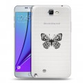 Полупрозрачный дизайнерский пластиковый чехол для Samsung Galaxy Note 2 прозрачные Бабочки 