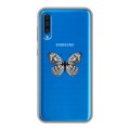 Полупрозрачный дизайнерский силиконовый с усиленными углами чехол для Samsung Galaxy A50 прозрачные Бабочки 