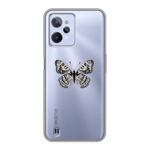 Полупрозрачный дизайнерский пластиковый чехол для Realme C31 прозрачные Бабочки 