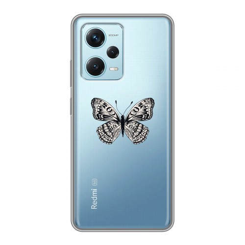 Полупрозрачный дизайнерский силиконовый чехол для Xiaomi RedMi Note 12 Pro Plus прозрачные Бабочки 