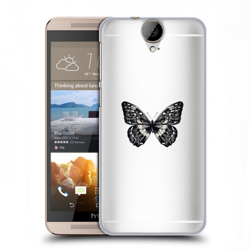 Полупрозрачный дизайнерский пластиковый чехол для HTC One E9+ прозрачные Бабочки 