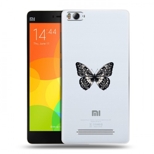 Полупрозрачный дизайнерский пластиковый чехол для Xiaomi Mi4i прозрачные Бабочки 