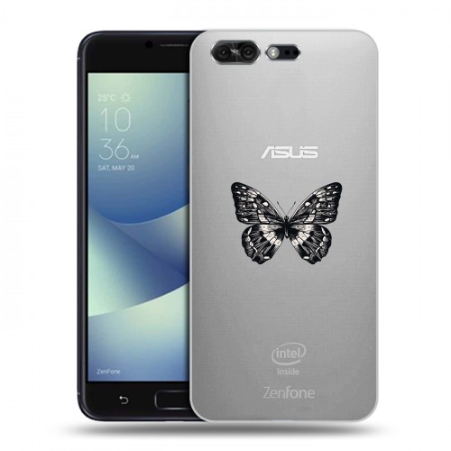 Полупрозрачный дизайнерский силиконовый чехол для ASUS ZenFone 4 Pro прозрачные Бабочки 