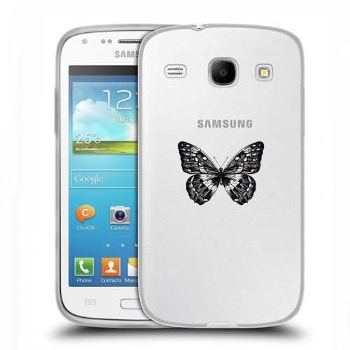 Полупрозрачный дизайнерский силиконовый чехол для Samsung Galaxy Core прозрачные Бабочки 