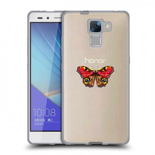 Полупрозрачный дизайнерский пластиковый чехол для Huawei Honor 7 прозрачные Бабочки 