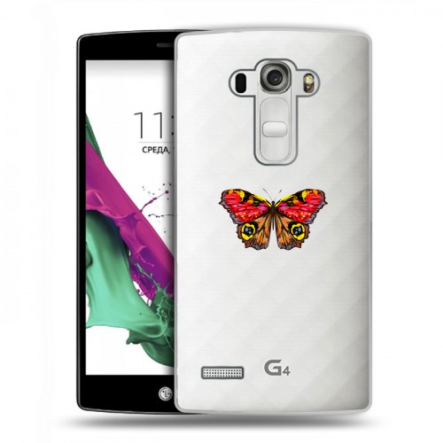 Полупрозрачный дизайнерский пластиковый чехол для LG G4 S прозрачные Бабочки 
