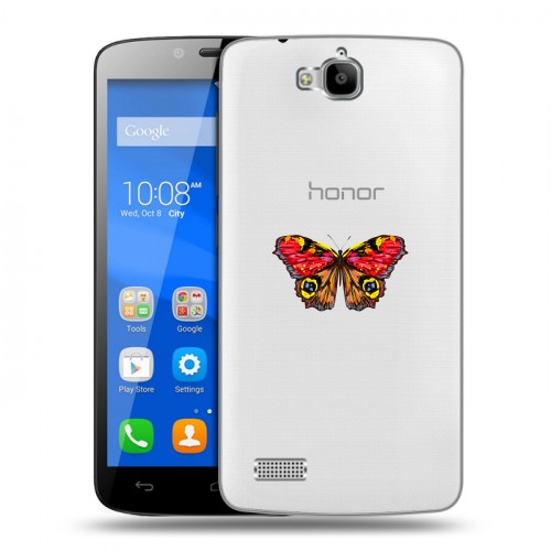 Полупрозрачный дизайнерский пластиковый чехол для Huawei Honor 3C Lite прозрачные Бабочки 