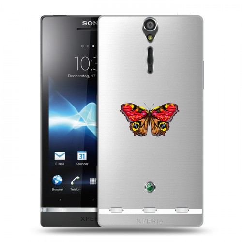 Полупрозрачный дизайнерский пластиковый чехол для Sony Xperia S прозрачные Бабочки 