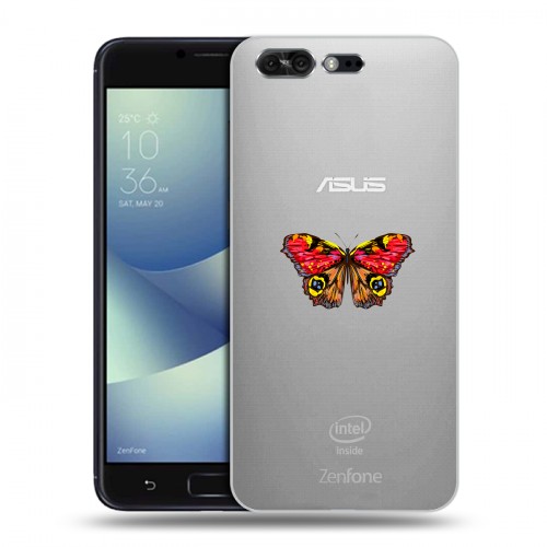 Полупрозрачный дизайнерский силиконовый чехол для ASUS ZenFone 4 Pro прозрачные Бабочки 