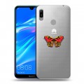 Полупрозрачный дизайнерский пластиковый чехол для Huawei Y6 (2019) прозрачные Бабочки 