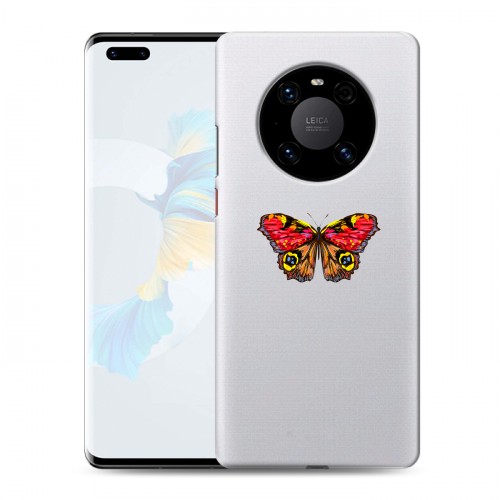 Полупрозрачный дизайнерский силиконовый с усиленными углами чехол для Huawei Mate 40 Pro прозрачные Бабочки 