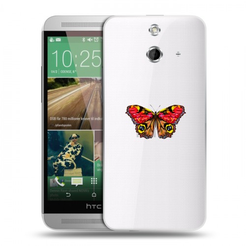 Полупрозрачный дизайнерский пластиковый чехол для HTC One E8 прозрачные Бабочки 