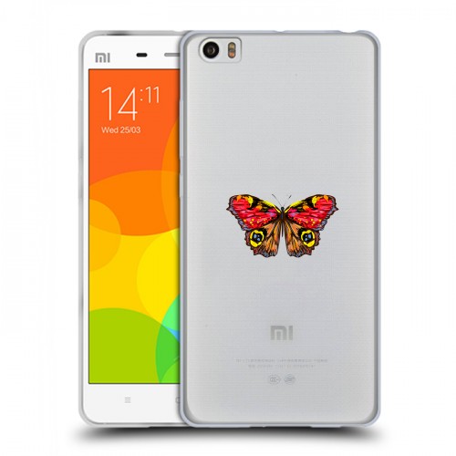 Полупрозрачный дизайнерский пластиковый чехол для Xiaomi Mi Note прозрачные Бабочки 