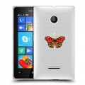 Полупрозрачный дизайнерский пластиковый чехол для Microsoft Lumia 435 прозрачные Бабочки 