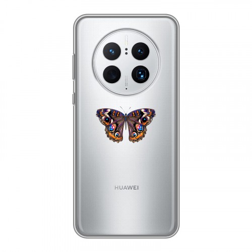 Полупрозрачный дизайнерский силиконовый чехол для Huawei Mate 50 Pro прозрачные Бабочки 