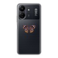 Полупрозрачный дизайнерский пластиковый чехол для Xiaomi Poco C65 прозрачные Бабочки 