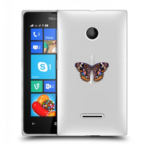 Полупрозрачный дизайнерский пластиковый чехол для Microsoft Lumia 435 прозрачные Бабочки 