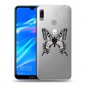 Полупрозрачный дизайнерский пластиковый чехол для Huawei Y6 (2019) прозрачные Бабочки 