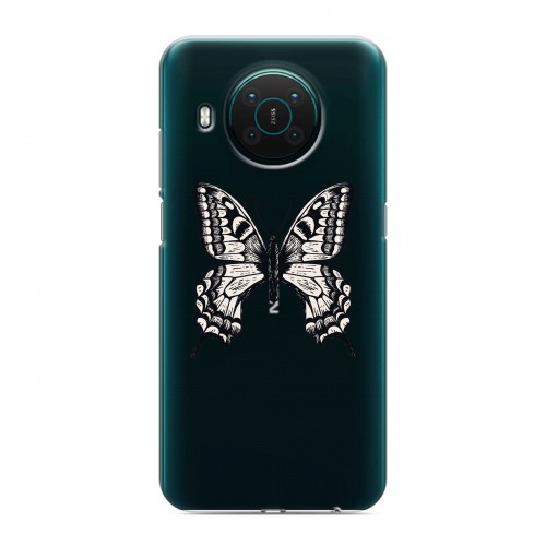 Полупрозрачный дизайнерский пластиковый чехол для Nokia X10 прозрачные Бабочки 