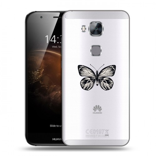 Полупрозрачный дизайнерский пластиковый чехол для Huawei G8 прозрачные Бабочки 