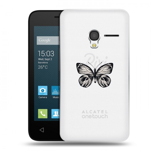 Полупрозрачный дизайнерский пластиковый чехол для Alcatel One Touch Pixi 3 (4.0) прозрачные Бабочки 