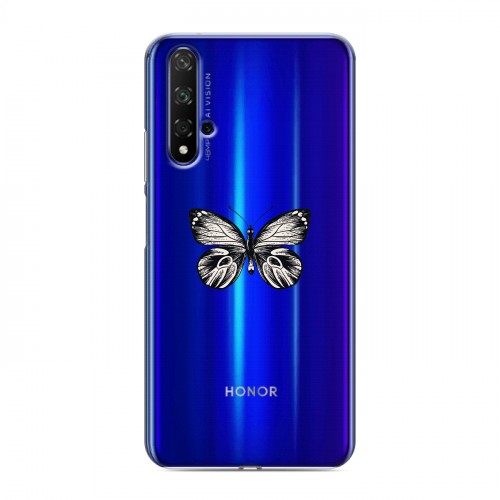 Полупрозрачный дизайнерский пластиковый чехол для Huawei Honor 20 прозрачные Бабочки 