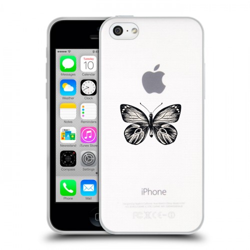 Полупрозрачный дизайнерский пластиковый чехол для Iphone 5c прозрачные Бабочки 