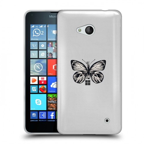 Полупрозрачный дизайнерский пластиковый чехол для Microsoft Lumia 640 прозрачные Бабочки 