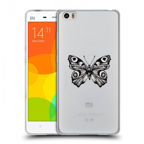 Полупрозрачный дизайнерский пластиковый чехол для Xiaomi Mi Note прозрачные Бабочки 