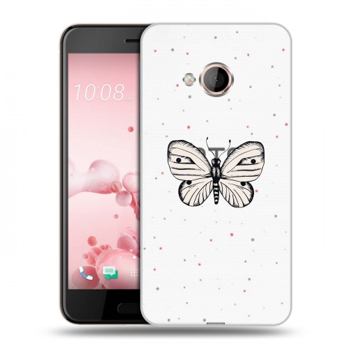 Полупрозрачный дизайнерский силиконовый чехол для HTC U Play прозрачные Бабочки 