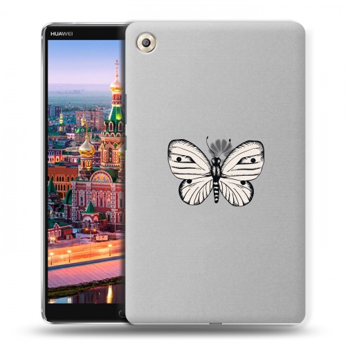 Полупрозрачный дизайнерский пластиковый чехол для Huawei MediaPad M5 8.4 прозрачные Бабочки 