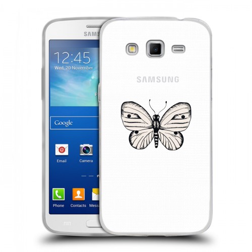 Полупрозрачный дизайнерский пластиковый чехол для Samsung Galaxy Grand 2 прозрачные Бабочки 