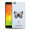 Полупрозрачный дизайнерский пластиковый чехол для Xiaomi Mi4i прозрачные Бабочки 