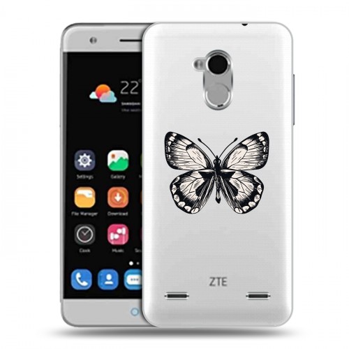 Полупрозрачный дизайнерский пластиковый чехол для ZTE Blade V7 Lite прозрачные Бабочки 